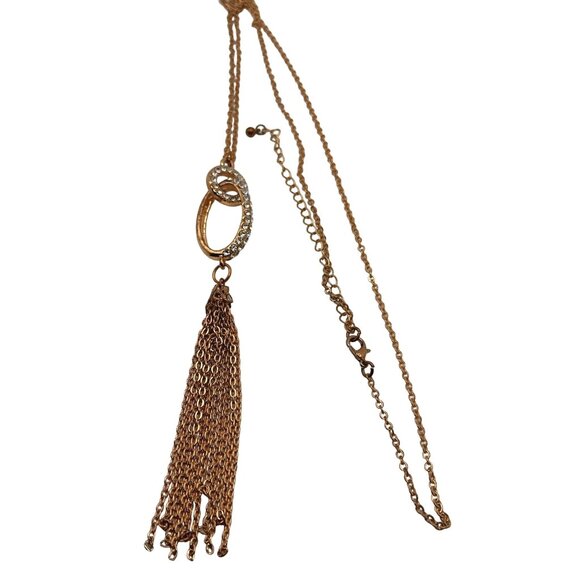 Whimsy Art Deco Revival Pendant Necklace Long Tassel Chain Retro Vibe Grannycore - Picture 7 of 7